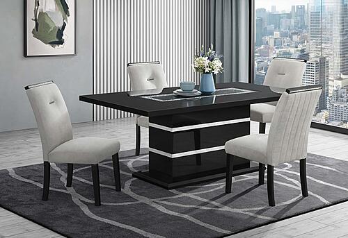Monaco Black Dining Table + Monaco Dining Chair by Global Furniture