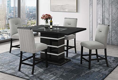Monaco Black Rectangular Bar Table & 4 Bar Stools by Global Furniture