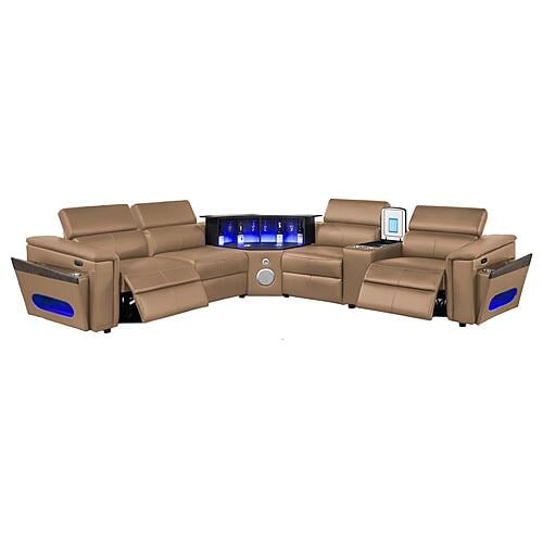 Nova Sectional w/1 Console - Fridge - Caramel by Galaxy Furniture
