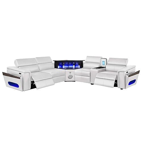 Nova Sectional w/1 Console - Fridge - White by Galaxy Furniture