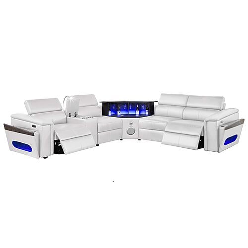Nova Sectional w/1 Console - Reading Light - White by Galaxy Furniture