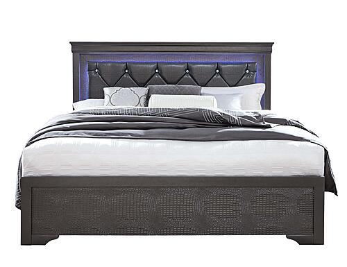 Pompei Metallic Grey King Bed w/LED by Global Furniture