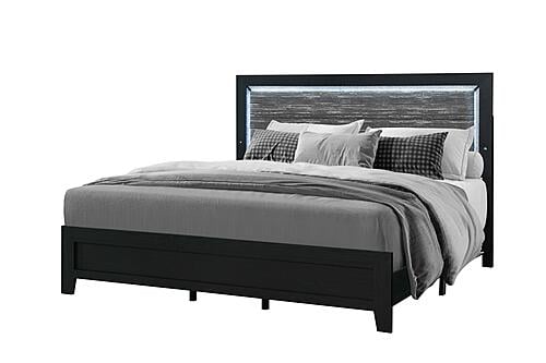 Reid Black Queen Bed w/LED by Global Furniture
