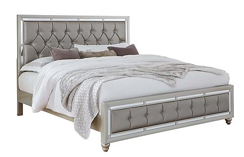 Riley Silver King Bed, 2 Dressers, Mirror & 2 Nightstands by Global Furniture