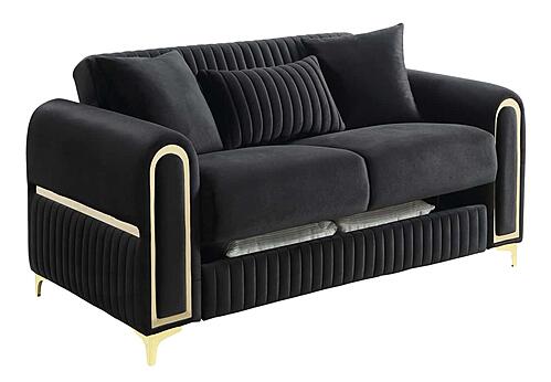 Ruby Velvet Upholstery Loveseat - Black by Galaxy Furniture