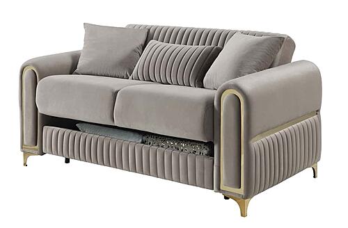 Ruby Velvet Upholstery Loveseat - Taupe by Galaxy Furniture