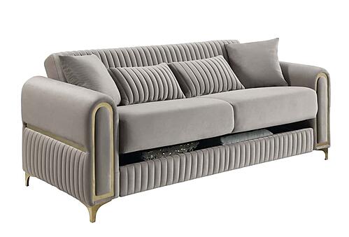 Ruby Velvet Upholstery Sofa - Taupe by Galaxy Furniture