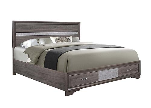 Seville Grey Queen Bed Dresser Mirror Nightstand by Global Furniture