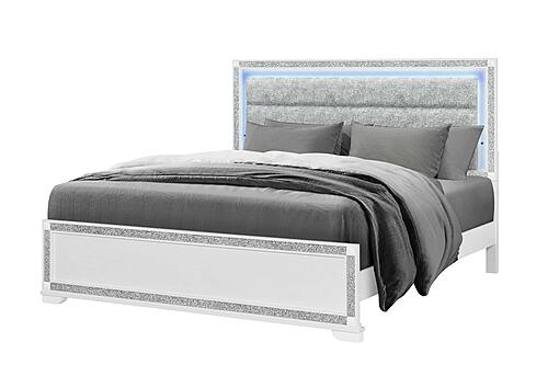 Soleil White Queen Bed Group w/Cooler & Speaker by Global Furniture