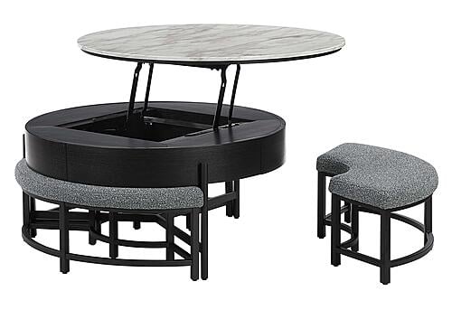 T42 Black Coffee Table w/3 Stools by Global Furniture