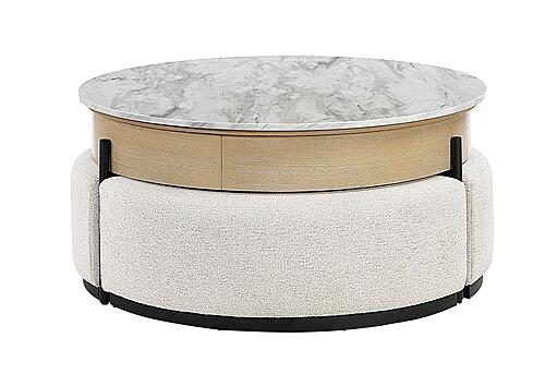 T42 Natural Coffee Table w/3 Stools by Global Furniture