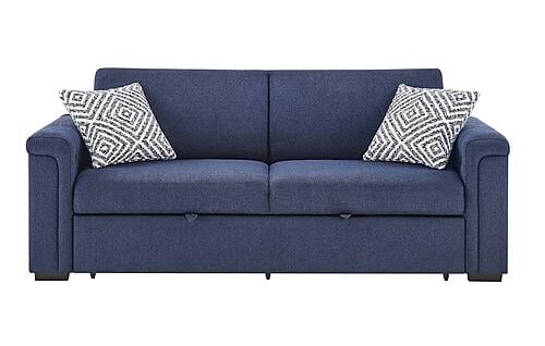 U0211 Navy Pull Out Sofa Bed w/LED Acrylic Shelves & Speakers by Global Furniture