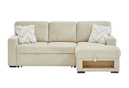 U0222 Ivory Pull Out Sofa Bed w/Speaker & 2 Pillows by Global Furniture