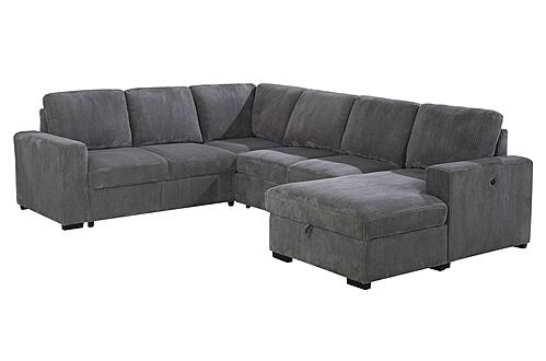 U2660 Grey Sectional w/Pull Out Sofa Bed by Global Furniture