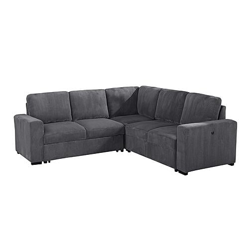 U2660 Grey Sectional w/o Chaise & w/Pullout Sofa Bed by Global Furniture
