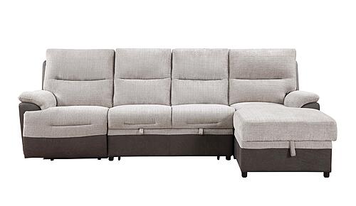 U3822 Beige/Brown Sectional w/Po & USB by Global Furniture