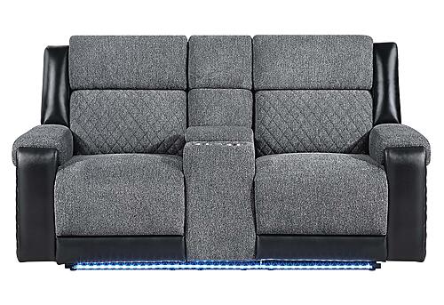 U5914-Grey/Black Console Reclining Loveseat & Recliner by Global Furniture