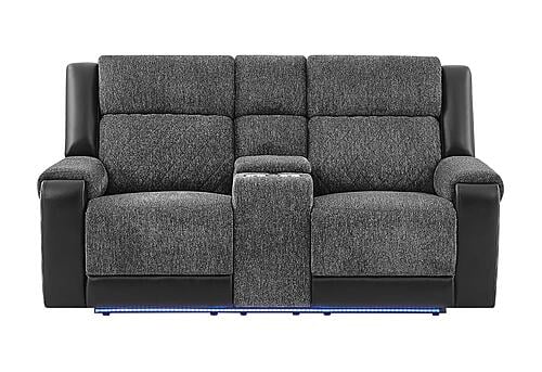 U5915 Grey/Black Console Reclining Loveseat w/Immersive Sound & Blue-color LED by Global Furniture