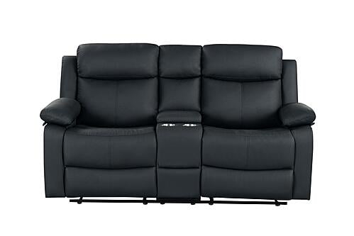 U6026 Black PU 72A Console Reclining Loveseat w/LED and Speaker by Global Furniture