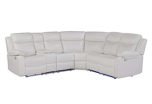 U6026 Blanche White Right Side Facing Sectional w/LED & Speaker by Global Furniture