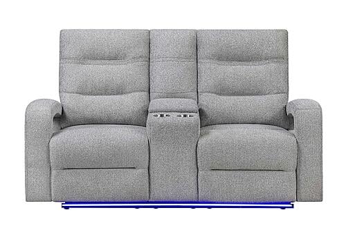 U6611 Grey 15 Power Console Reclining Loveseat w/LED by Global Furniture