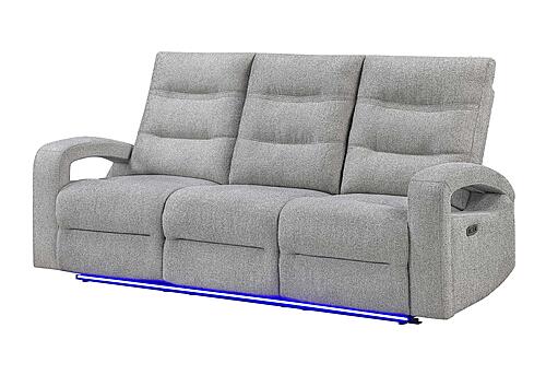 U6611 Grey 15 Power Reclining Sofa w/LED, Power Console Reclining Loveseat w/LEd & Power Recliner w/LED by Global Furniture