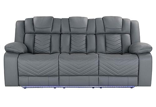 U7068 Grey 10 Power Reclining Sofa/Power Console Reclining Loveseat/Power Recliner w/LED by Global Furniture