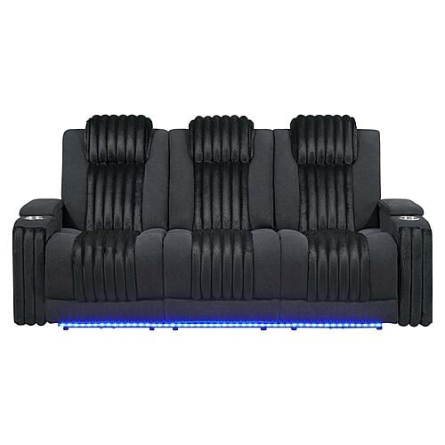 U8000 Black Power Console Reclining Loveseat/ Power Reclining Sofa/ Power Recliner w/Power Headrest by Global Furniture