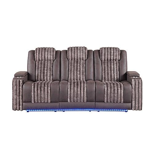 U8000 Brown Power Console Reclining Loveseat/ Power Reclining Sofa w/Power Headrest by Global Furniture