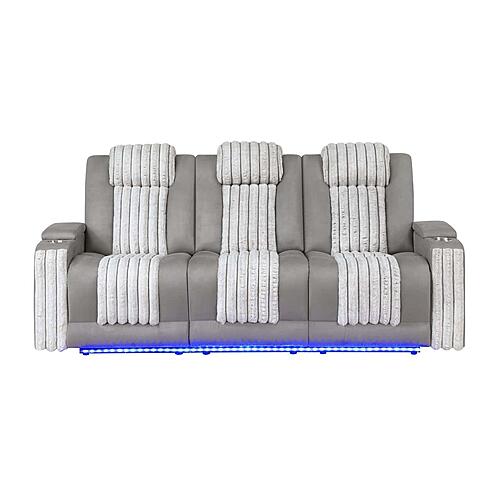 U8000 Grey Power Console Reclining Sofa & Power Console Reclining Loveseat by Global Furniture