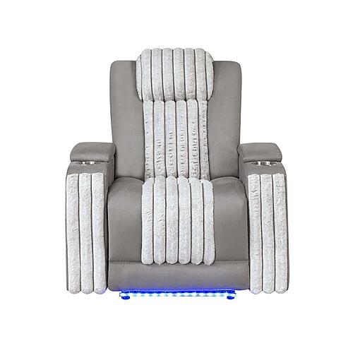 U8000 Grey Power Recliner w/ Power Headrest & LED Light by Global Furniture