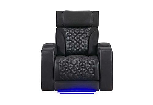 U8611 Blanche Charcoal Power Recliner w/Power Headrest & LED by Global Furniture
