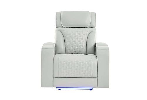 U8611 Blanche Silver Power Recliner w/Power Headrest & LED by Global Furniture