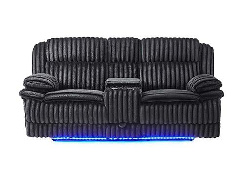 U8686 Black Power Console Reclining Loveseat w/Hidden Drawer & LED by Global Furniture