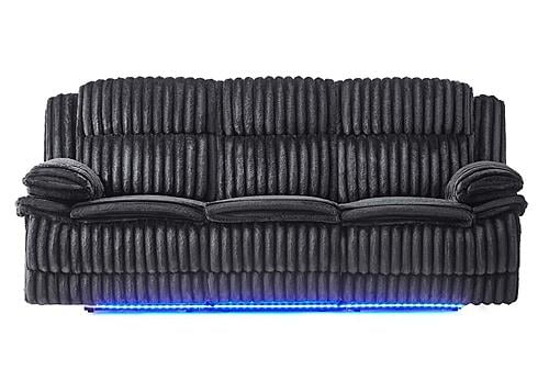 U8686 Black Power Reclining Sofa w/LED, Hidden Drawer, Drop Down Table, USB & 2 Cupholders by Global Furniture