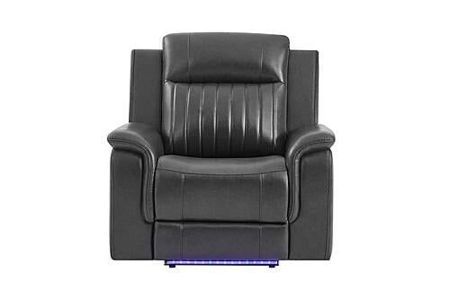 U8879 Blanche Charcoal w/Black Welt Power Recliner w/LED by Global Furniture