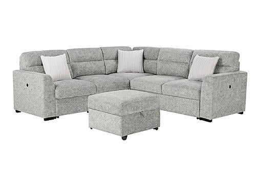 U9401 Nickel Sofa Bed Sectional w/3 Pillows & Ottoman by Global Furniture