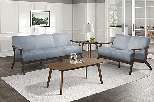 Carlson 2pc Set Sofa & Loveseat - Blue-Gray Velvet by Homelegance