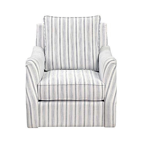 Bowden Swivel Chair - Off White w/Blue Stripe Pattern by Homelegance
