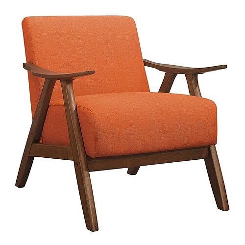Damala Accent Chair - Orange & Walnut by Homelegance