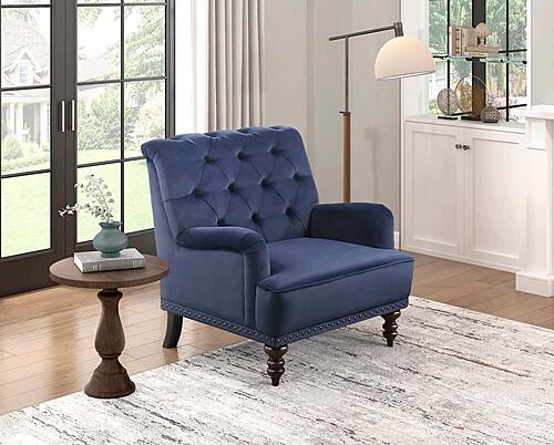 Holland Park Accent Chair - Dark Blue by Homelegance