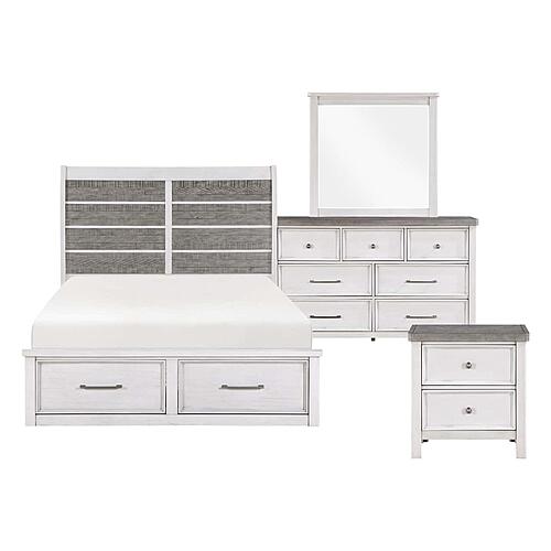 Ambrose 4pc Queen Bedroom Set  - Antique White & Antique Gray by Homelegance