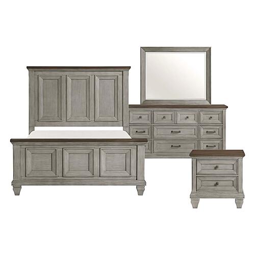 Renton 4pc Queen Bedroom Set  - Brown & Antique Gray by Homelegance
