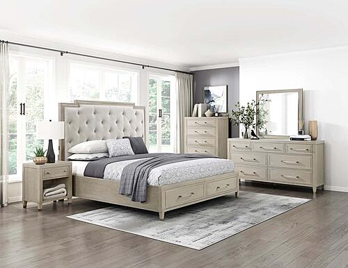 Genoa Queen Platform Bed w/Footboard Storage - Ivory by Homelegance