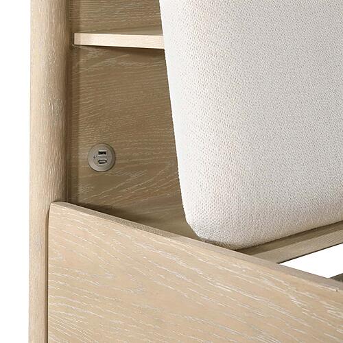Matteo  California King Platform Bed w/Footboard Storage - Light Oak Ceruse by Homelegance