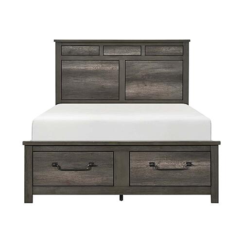 Lenior Eastern King Platform Bed w/Footboard Storage - Gray by Homelegance