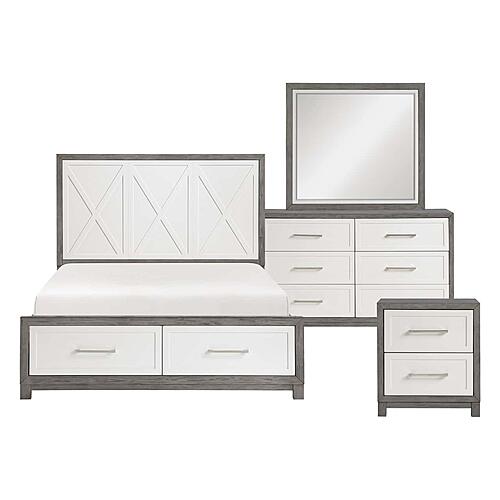 Rowan 4pc Queen Bedroom Set  - Ivory & Gray by Homelegance