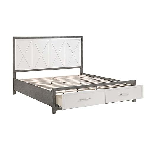 Rowan California King Platform Bed w/Footboard Storage - Ivory & Gray by Homelegance