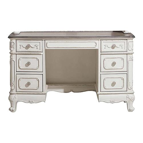 Cinderella Writing Desk - Antique White w/Gray  by Homelegance