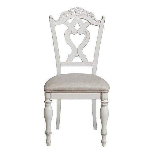 Cinderella Writing Desk Chair - Antique White w/Gray  by Homelegance
